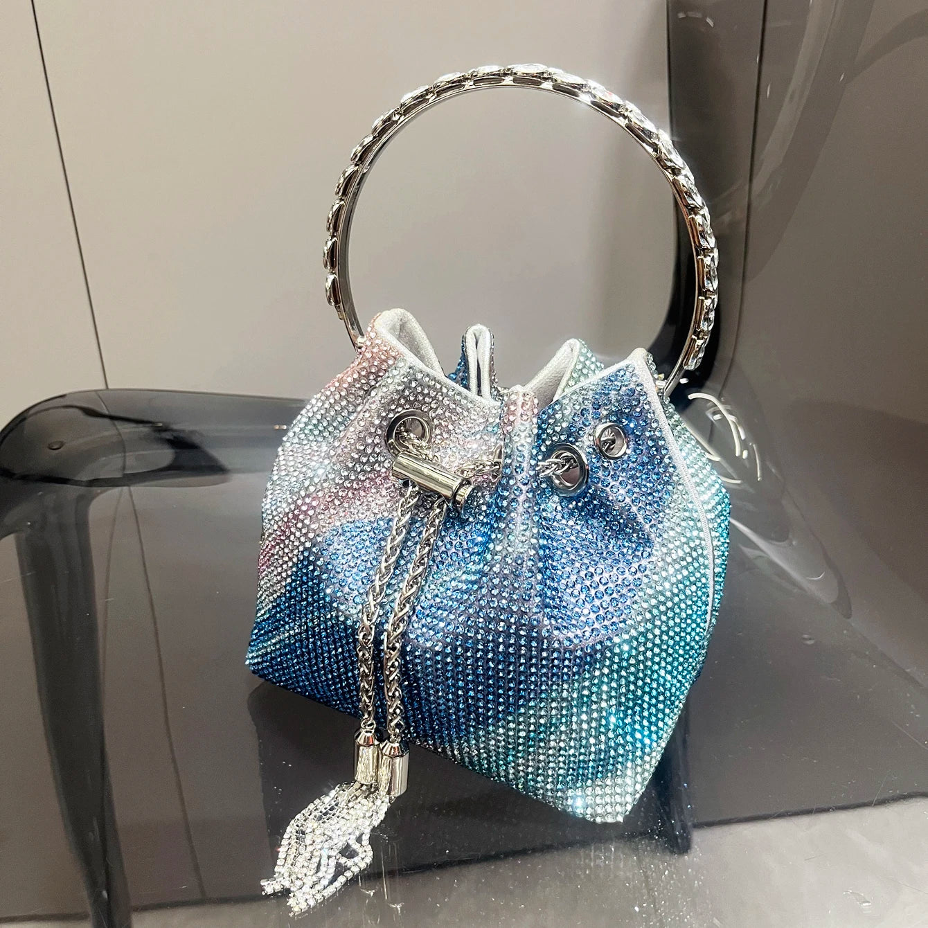 purses and handbags bags for women luxury Designer bucket clutch purse evening banquet bag Crystal rhinestone shoulder bags