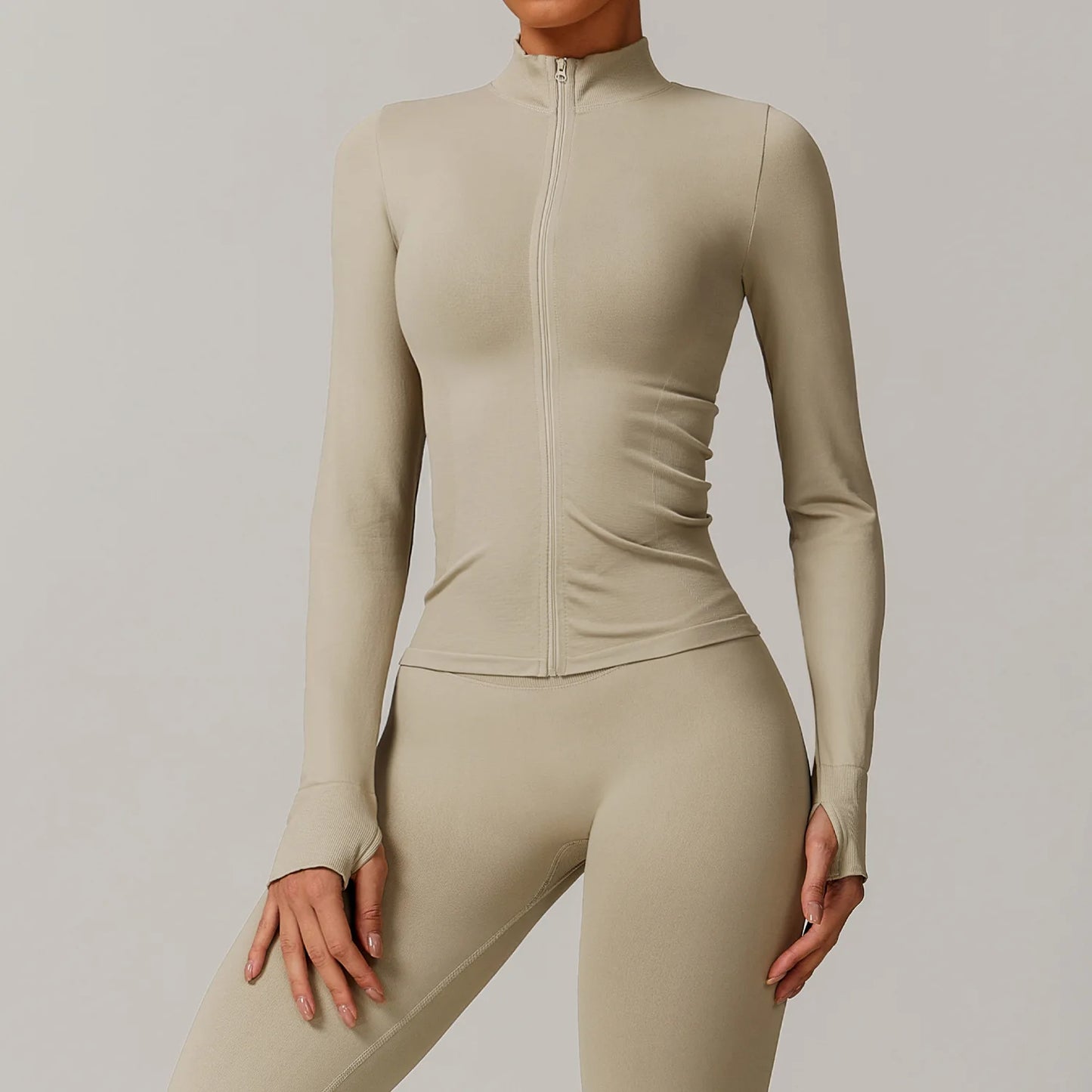Customized LOGO women's seamless stand-up collar zipper yoga clothes jacket windproof slim top sports running jacket jacket