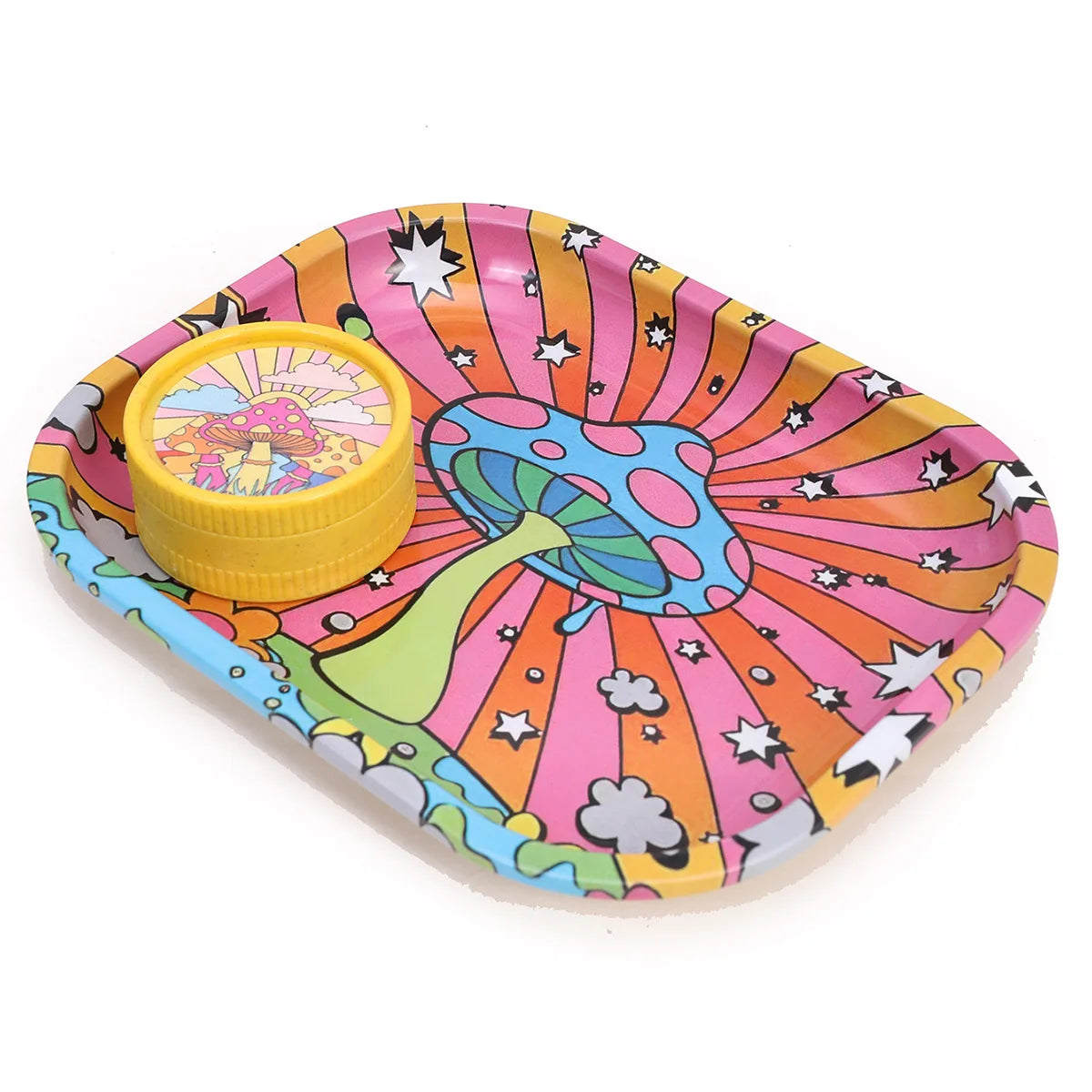 18X14cm Metal Rolling Tray Smoking Set Rolling Tray and Double-Layer Grinder Degradable Smoker Kit Crusher Smoke Accessories