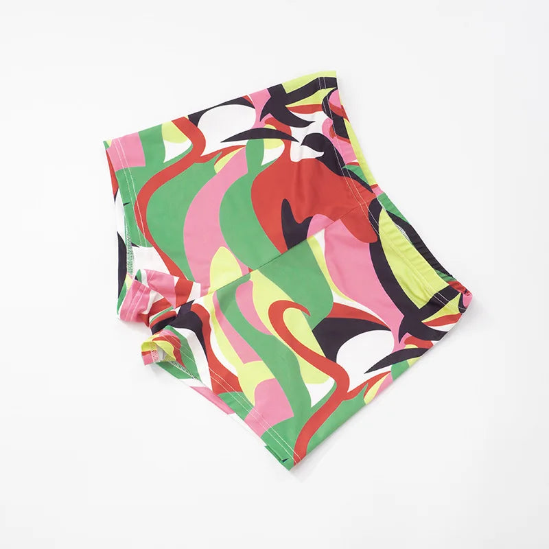 Joskaa Colorful Print Beach Style 2 Piece Sets Women Swimsuit Sexy Tube Tops and Shorts Matching 2025 Summer Bathing Suit
