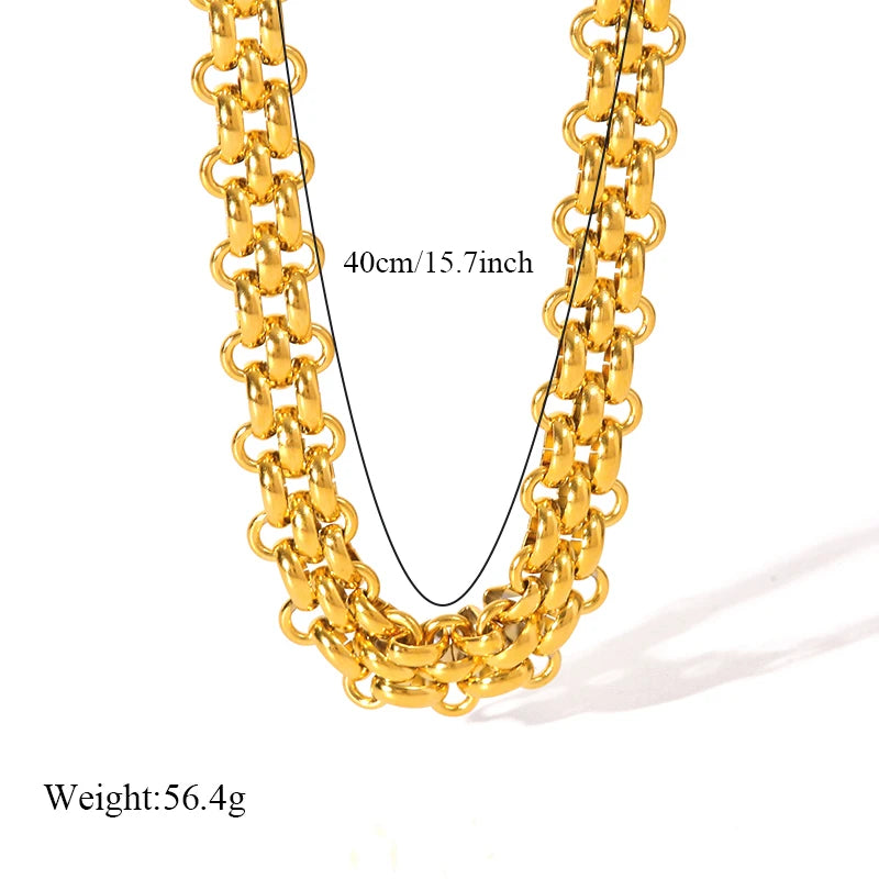 EILIECK 316L Stainless Steel Gold Silver Color Thick Chain Necklace For Women Fashion Cuban Neck Chain Waterproof Jewelry Gift