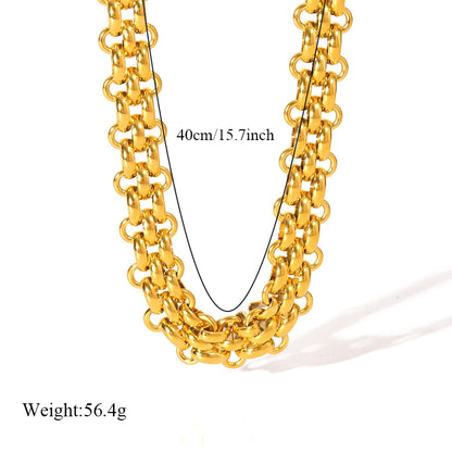 EILIECK 316L Stainless Steel Gold Silver Color Thick Chain Necklace For Women Fashion Cuban Neck Chain Waterproof Jewelry Gift