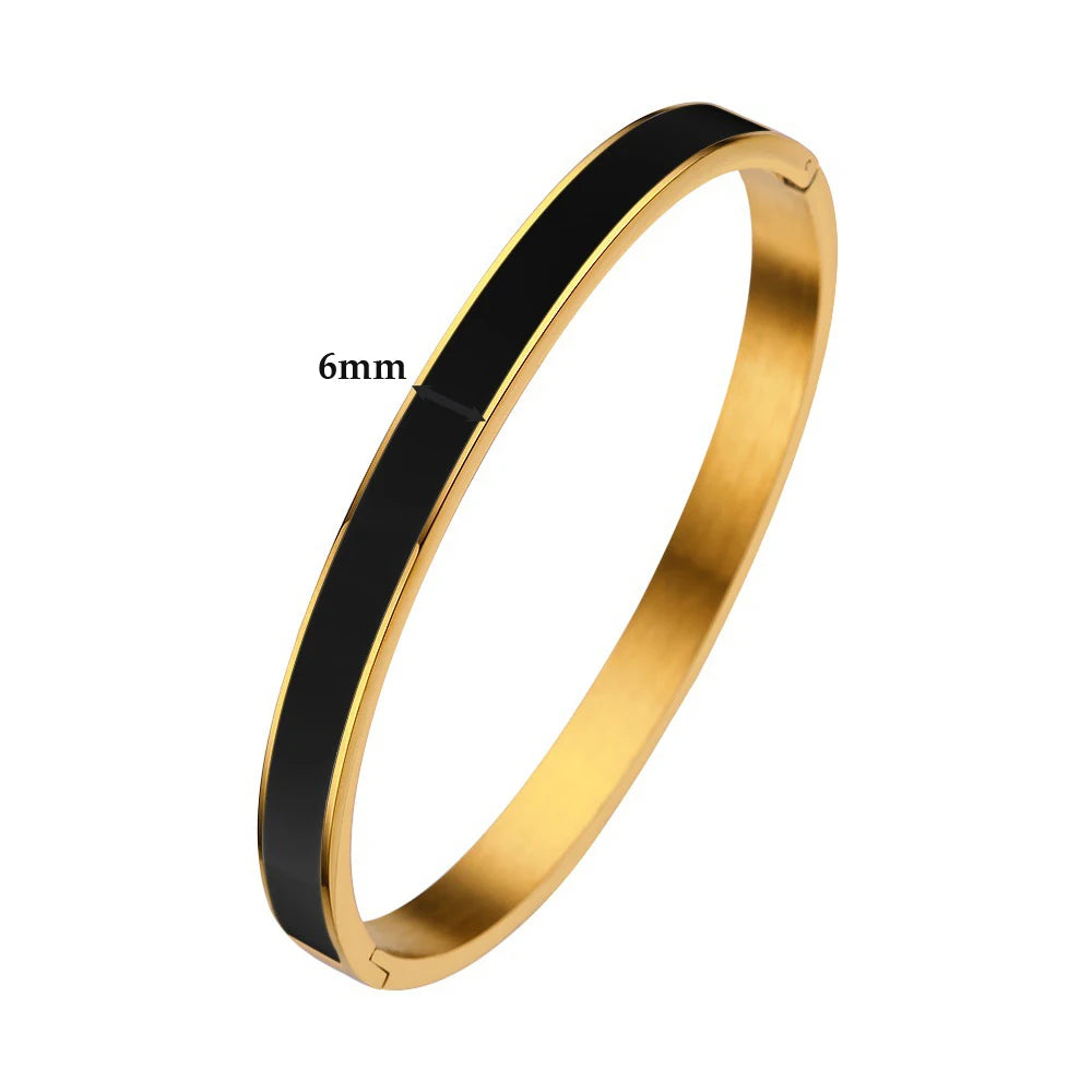 CARLIDANA Luxury Colorful Orange Enamel Bangles Bracelets for Women Party Gift Fashion Bangles Original Stainless Steel Jewelry