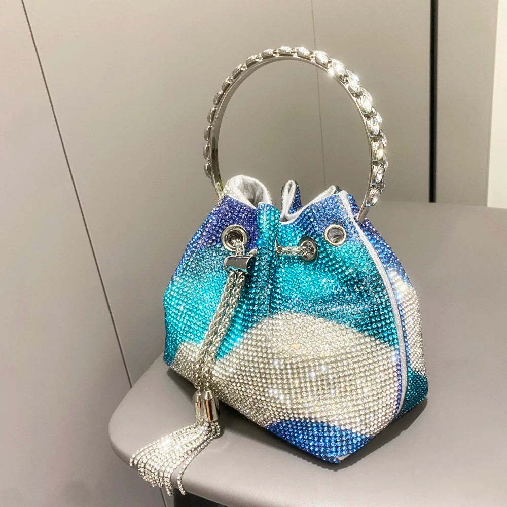 purses and handbags bags for women luxury Designer bucket clutch purse evening banquet bag Crystal rhinestone shoulder bags