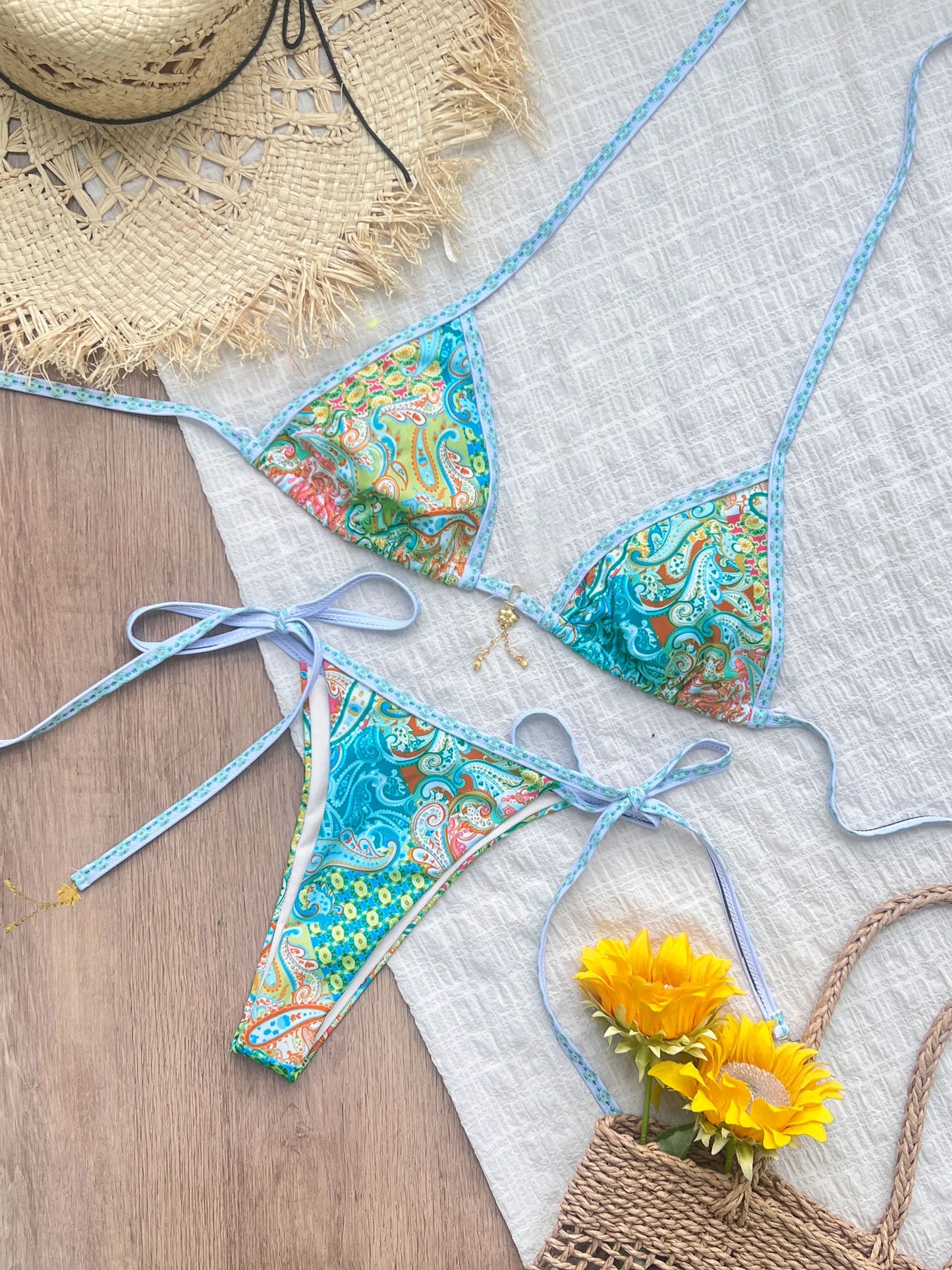 2025 Trend Trangle Stripped Micro Bikini Set Women Swimsuit Sexy Fashion Lady Biquini Swimwear Vacation Beachwear Female Clothes