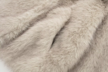 TRAFZA Female Vintage Artificial Fur Effect Coats Lapel Warm Plush Long Sleeves Hidden Buttons Autumn Winter Casual Outerwear