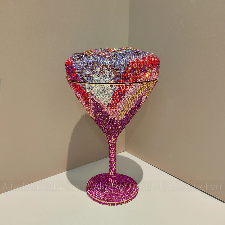 Alizekerr Goblet Rhinestone Evening Bags Women Gorgeous Boutique Unique Flower Crystal Clutch Purses And Handbags Wedding Party