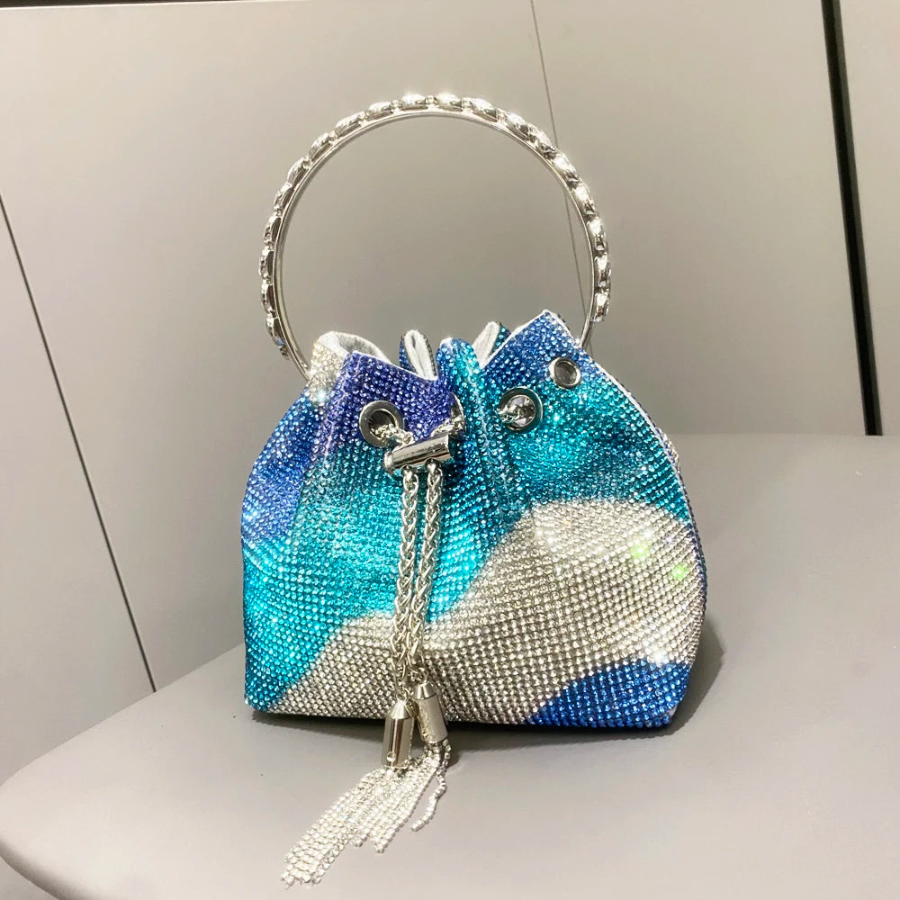 purses and handbags bags for women luxury Designer bucket clutch purse evening banquet bag Crystal rhinestone shoulder bags