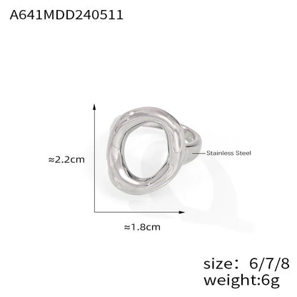 Fashion Minimalist Large Rings For Women Stainless Steel Gold Plated Waterproof Hip-hop Women's Finger Ring Aesthetic Jewelry