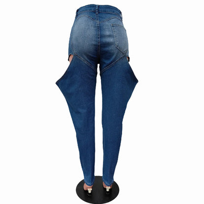 Simenual Fashion Streetwear Bottoms Punk Grunge Blue Hollow Out Loose Denim Pants Casual Y2K Rave Zip Cargo Trousers Indie Jeans