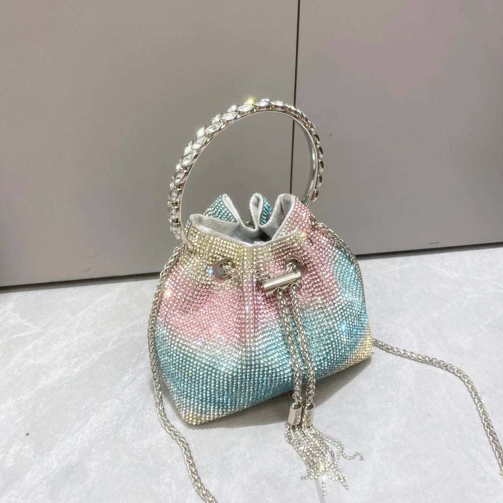 purses and handbags bags for women luxury Designer bucket clutch purse evening banquet bag Crystal rhinestone shoulder bags