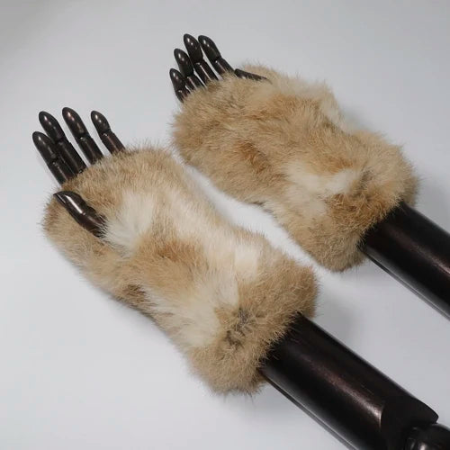 New Arrival Female Natural Rabbit Fur Gloves Knitted Warm Real Rex Rabbit Fur Mittens Women Winter Outdoor Rex Rabbit Fur Gloves