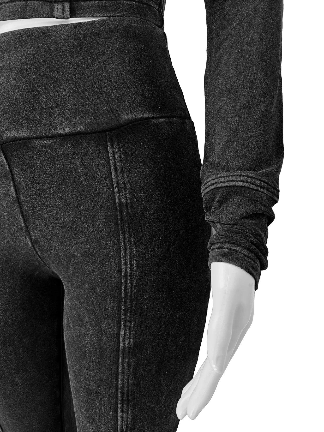 Weird Puss Distressed Women Two Piece Set Tracksuit Zip Hooded Jacket+Waistband Flare Pants Streetwear Matching Stripe Outfits