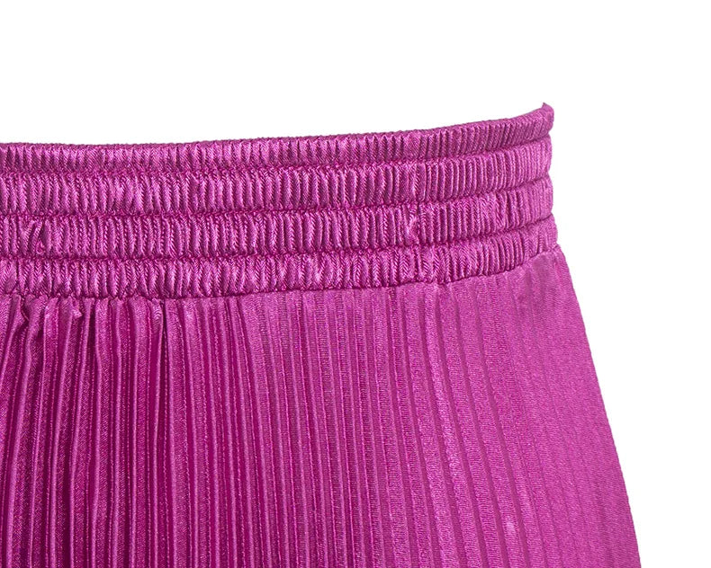 Women's Fashion Pleated Mermaid Long Skirt Korean Style Casual High Waist Satin Flowy Skirts Shiny 19 Colors 2024 Spring SK500