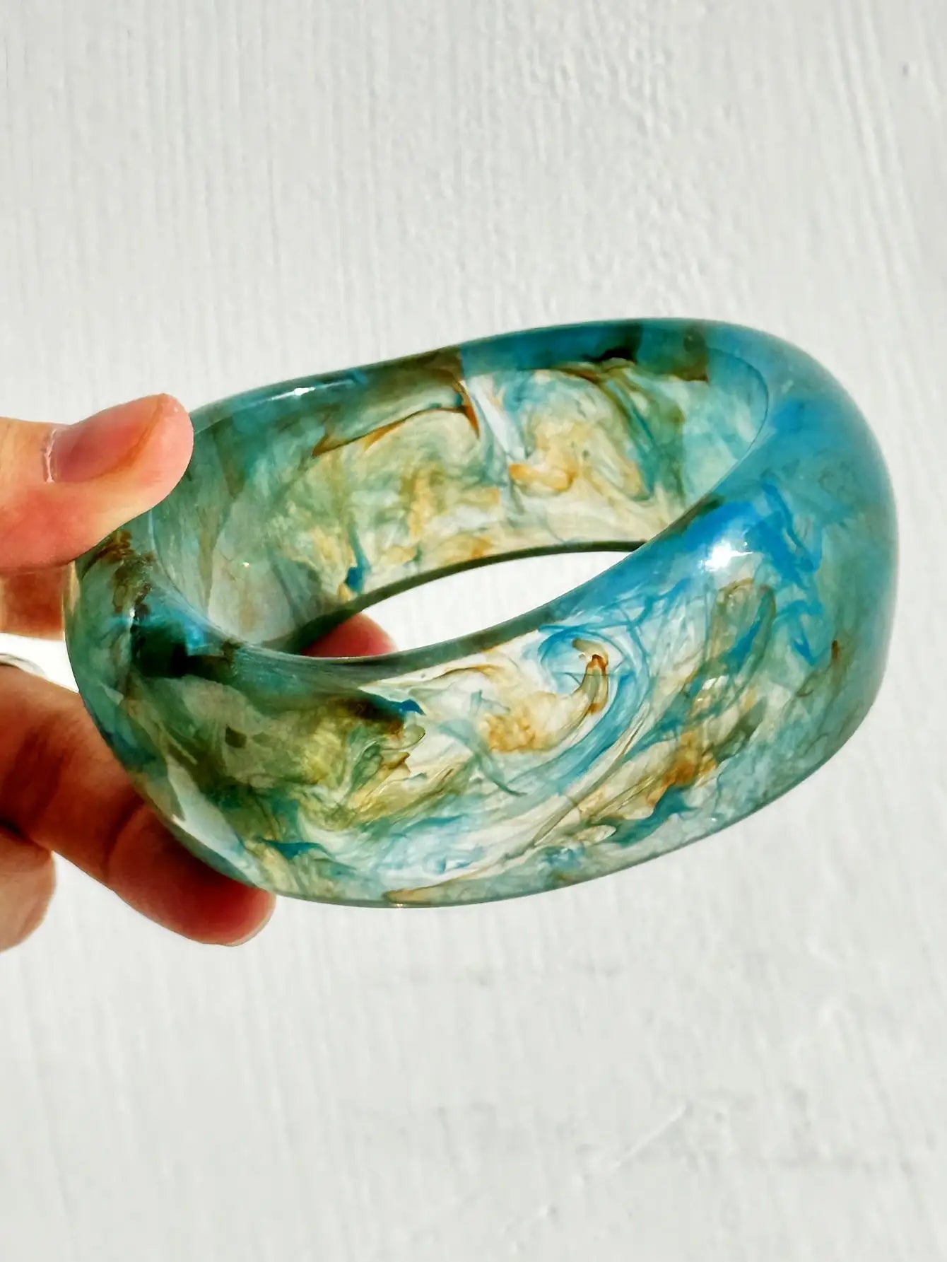Blue Twisted Irregular Square Round Summer Resin Bracelet for Women Girl Party Jewelry HUANZHI 2025 NEW INS