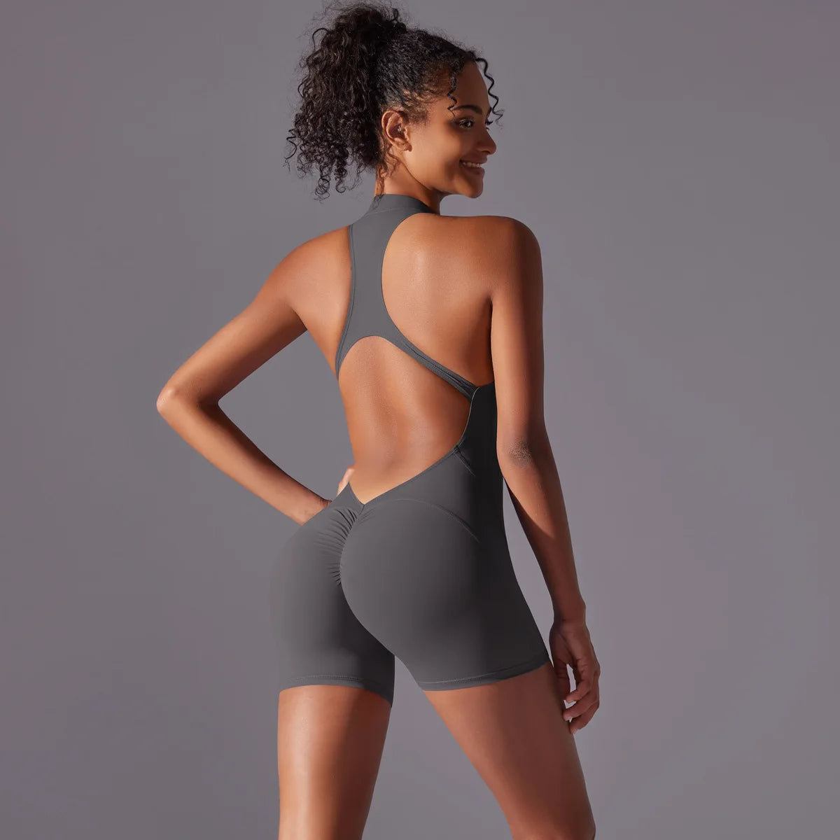 Customized LOGO High-intensity nude tight sports back onesie yoga running fitness clothes