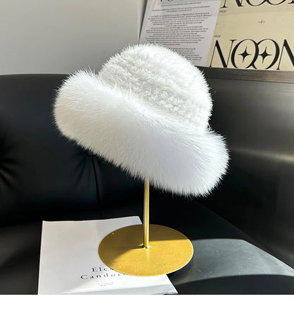 New Genuine Real Natural Knitted Mink Fur Hat Cap Luxury Women Handmade Knit Fashion Winter Headwear Warm Real Fox Fur Beanies