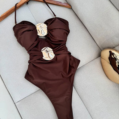 2Pcs Deep V Swimsuit With Mini Skirt Sexy Women Bikini Set Solid Swimwear Push Up Biquini Female Bathing Suit Slimming Beachwear