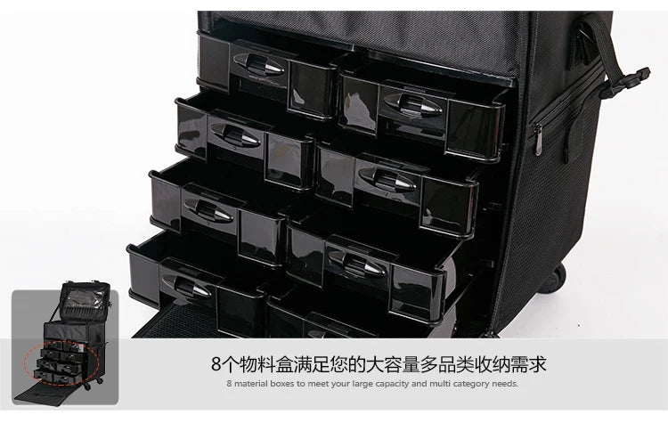 Multifunction Rolling Luggage Sets Spinner Multi-layer Trolley Suitcase with Wheels Women Oxford professional Cosmetic Case