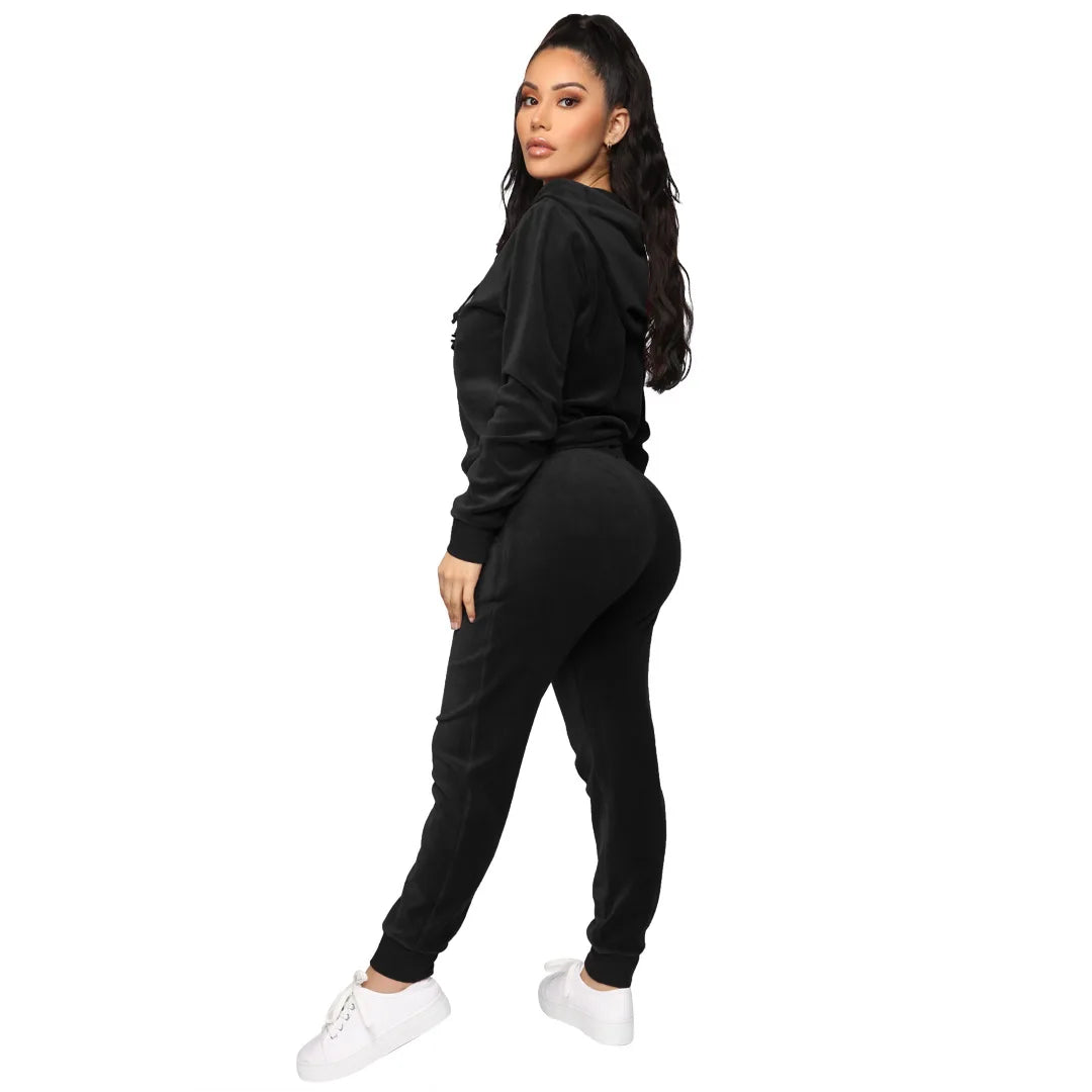 Women Pant Sets Comfortable Velvet Matching Sets Two Piece Set Autumn Loose Zipper Hoodie Jacket Elastic Waist Skinny Pants Sets