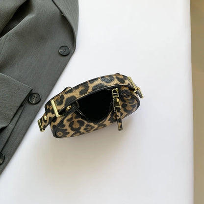 LEFTSIDE Mini Leopard PU Leather Crossbody Bags For Women 2024 Y2K Trend Female Korean Fashion Lady Shoulder Bag Lady Handbags