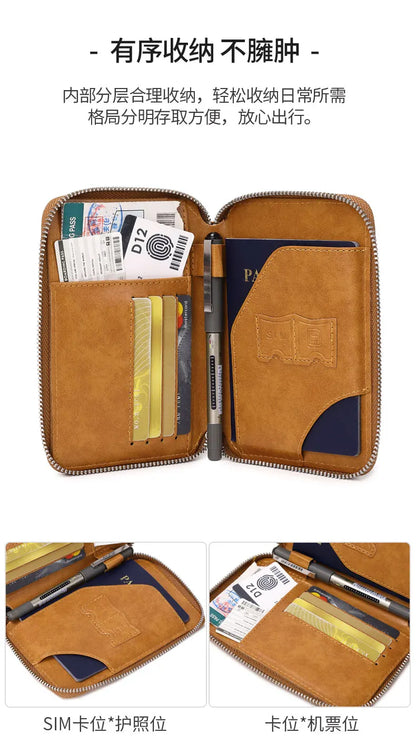 Minimalist and fashionable RFID passport holder multifunctional PU leather travel accessory passport holder wallet holder unisex
