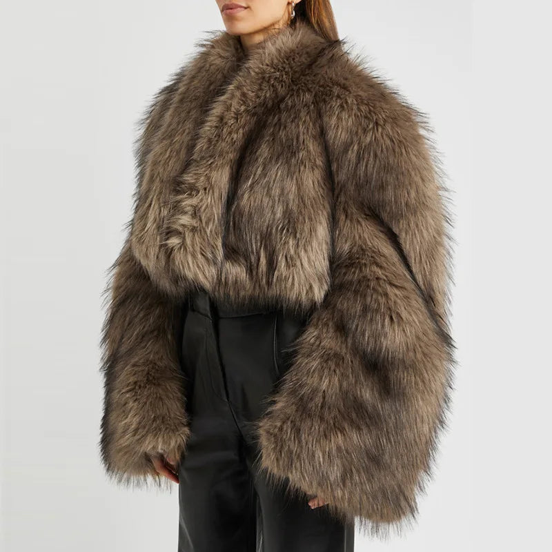 TARUXY Imitation Mink Fur Short Coat For Women Retro Niche Autumn Winter Two-wear Plush Jacket Loose High Street Faux Fur Coat