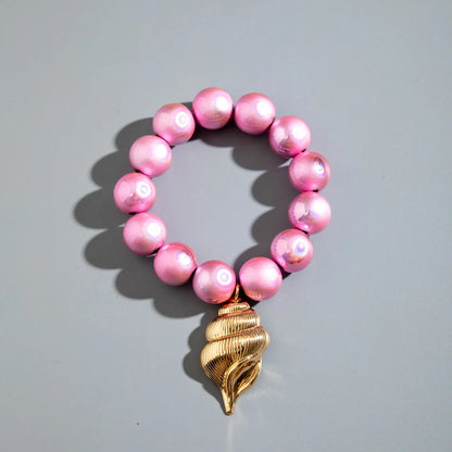 DIEZI Bohemian Multicolor CCB Beads Bracelets For Women Fashion Sweet Shell Starfish Conch Charm Bracelets Bangles Men Jewelry