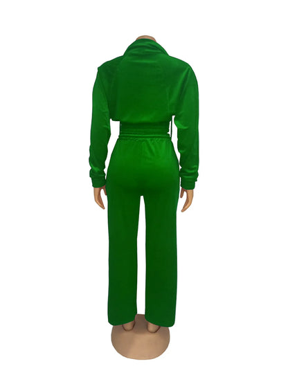 Pants Set Women Two Piece Sets Matching Sets Y2k Streetwear Zipper Coats Long Pants Elastic Waist Sportswear Tracksuit Jogger