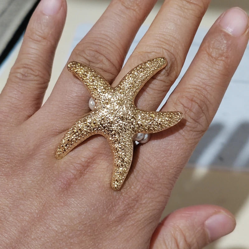 Golden Elastic Starfish Bracelet&Bangle Beach Jewelry For Women Girl
