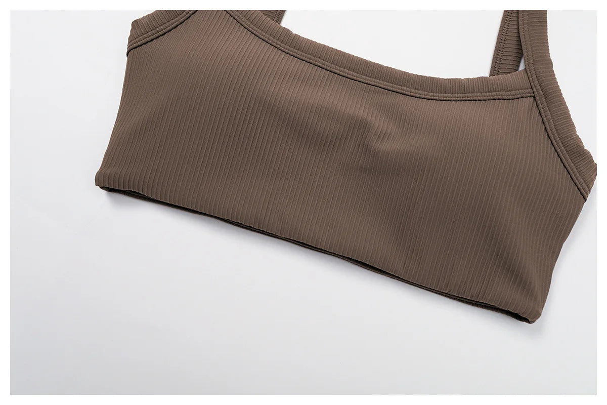 Customized LOGO Women's Shoulder Strap Threaded Yoga Bra Beauty Back Tight Sports Underwear Running Fitness Top