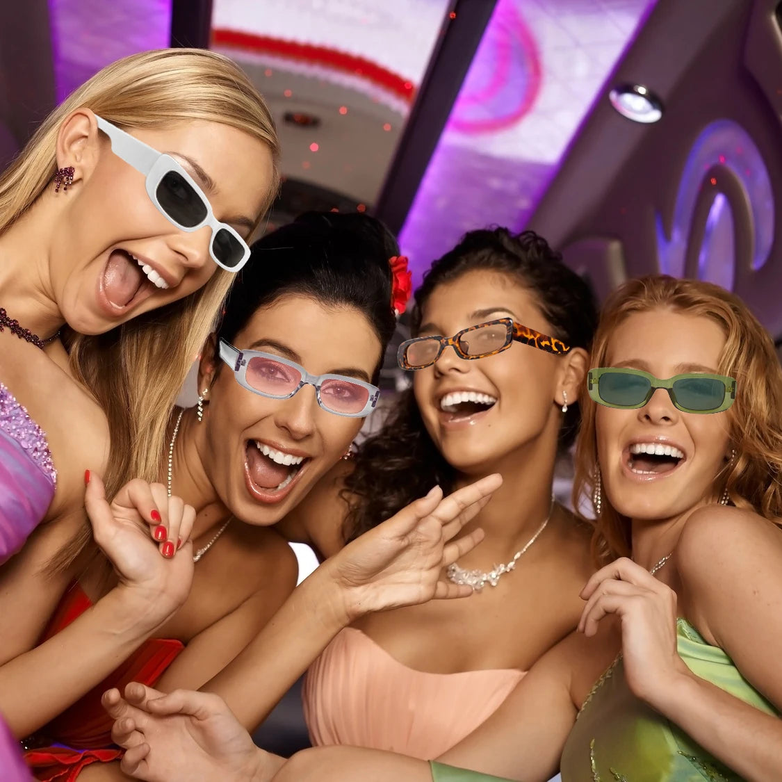 10-80Pcs Retro Rectangle Frame Sunglasses Hen Party Sunglasses Y2K Fashion Sunglasses for Woman Man Party Birthday Photograph