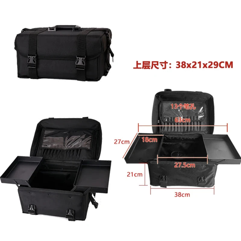 Multifunction Rolling Luggage Sets Spinner Multi-layer Trolley Suitcase with Wheels Women Oxford professional Cosmetic Case