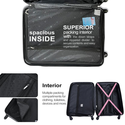 Travelhouse Luggage Set 3 Piece Suitcase Set Double Spinner Wheels TSA Lock Carry-on luggage Clearance (20inch 24inch 28inch)