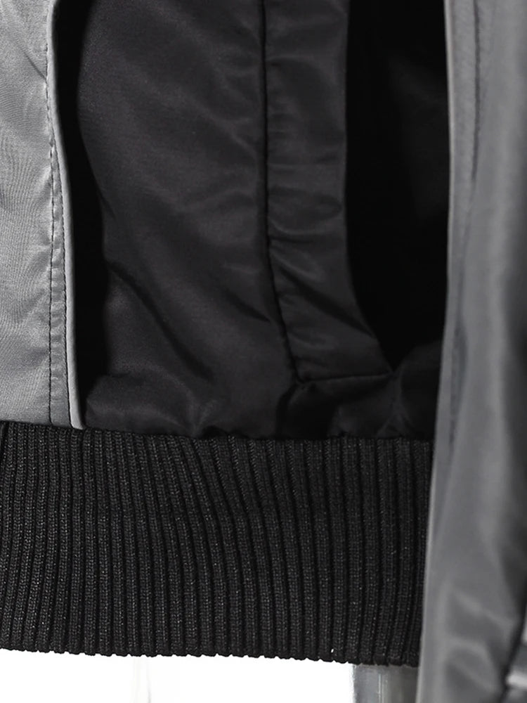 DEAT Fashion Women's Jackets Hooded Zipper Short Contrast Color Drawstring Deconstruction Coat Autumn 2025 New Tide 7AB4742