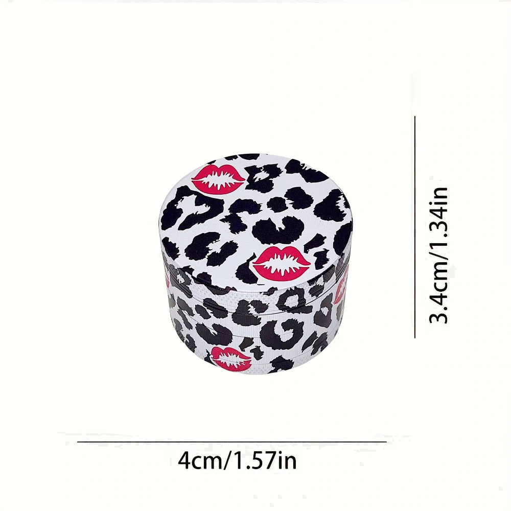40/50mm Leopard Print Herb Grinder 4-layer Pepper Mill Salt Spice Mortar Metal Tobacco Grass Raw Grinder Smoking Kitchen Tool