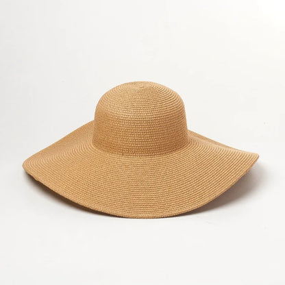 Summer Simple Floppy Sun Hat Women Wide Brim Beach Hat Girls Seaside Travel Foldable Straw Hat Sunscreen UV Protection Lady Cap