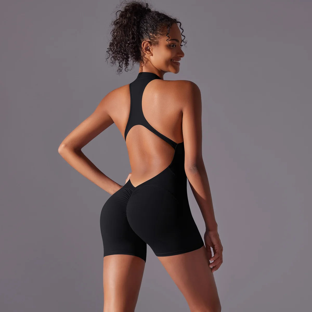 Customized LOGO High-intensity nude tight sports back onesie yoga running fitness clothes