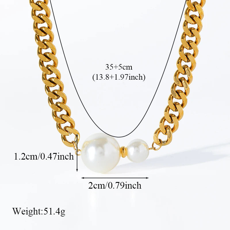 EILIECK 316L Stainless Steel Gold Silver Color Thick Chain Necklace For Women Fashion Cuban Neck Chain Waterproof Jewelry Gift