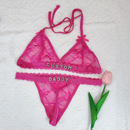Custom thongs Name Personalized Panties Underwear Lingerie Bra Set Women Rhinestone Customize Thong Anniversary Birthday Gift