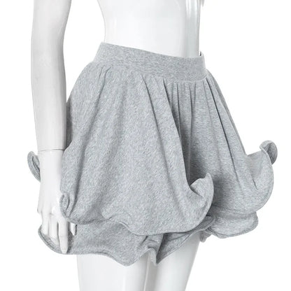 Q24SK632 Women's Autumn/Winter High-Waisted Solid Color Cropped Skirt Tight Fitting Irregular Flower Bud Design Casual Style