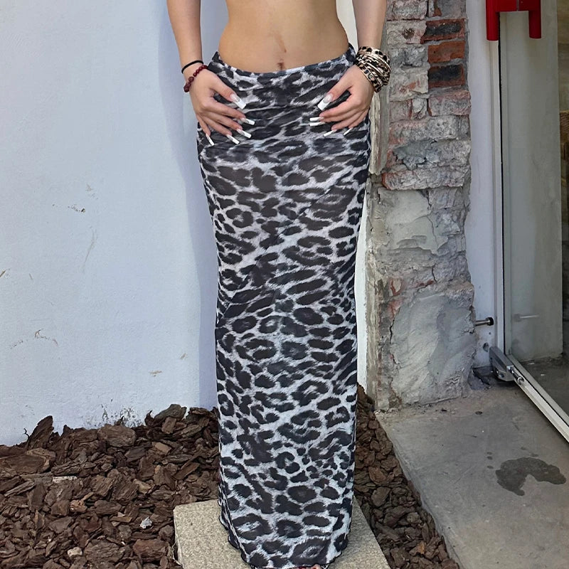 Dulzura Sexy Elegant Skirt Leopard Printed Maxi Women Skirts 2024 Lady Y2K Clothes Office Club Party Casual Streetwear Wholesale