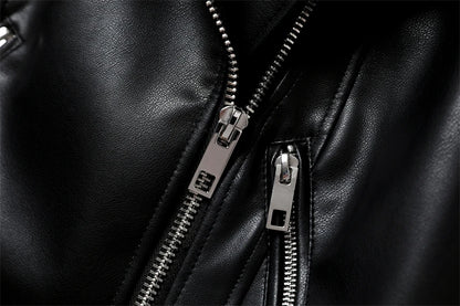 RARF 2024 Women's Spring Black faux-leather jacket Casual zipper and belt Cycling jacket Casual jacket jacket