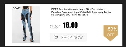 DEAT Fashion Women's Jackets Hooded Zipper Short Contrast Color Drawstring Deconstruction Coat Autumn 2025 New Tide 7AB4742