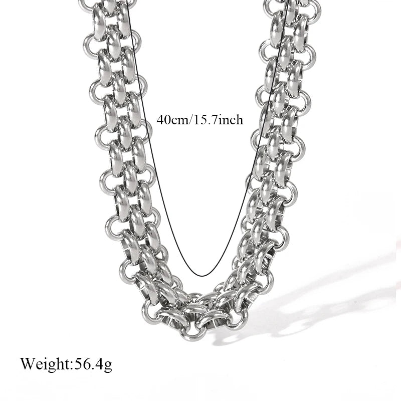 EILIECK 316L Stainless Steel Gold Silver Color Thick Chain Necklace For Women Fashion Cuban Neck Chain Waterproof Jewelry Gift