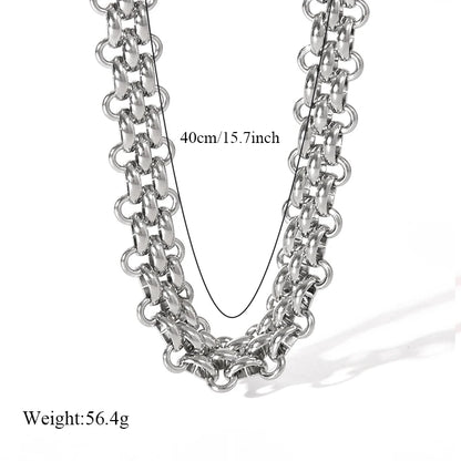 EILIECK 316L Stainless Steel Gold Silver Color Thick Chain Necklace For Women Fashion Cuban Neck Chain Waterproof Jewelry Gift