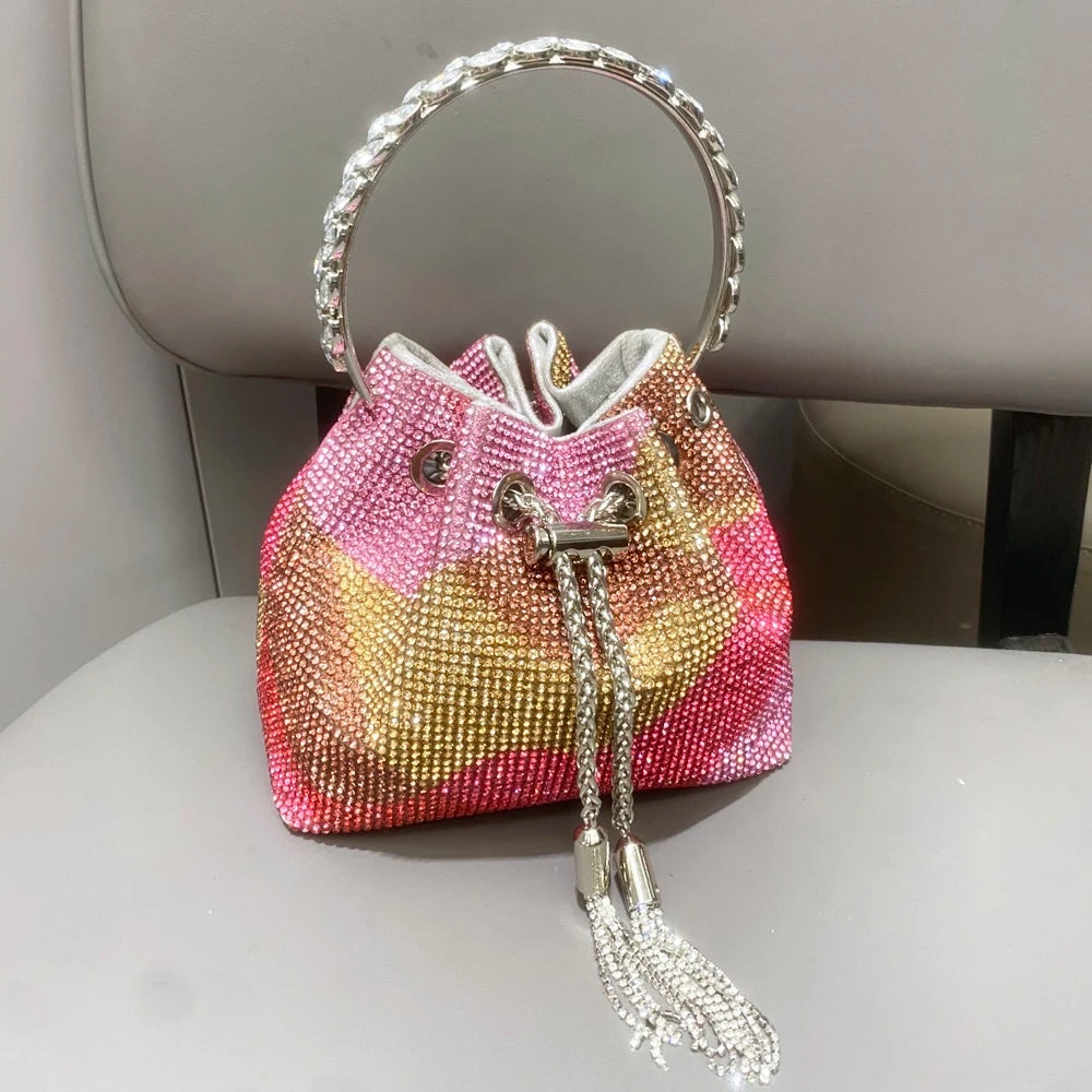 purses and handbags bags for women luxury Designer bucket clutch purse evening banquet bag Crystal rhinestone shoulder bags