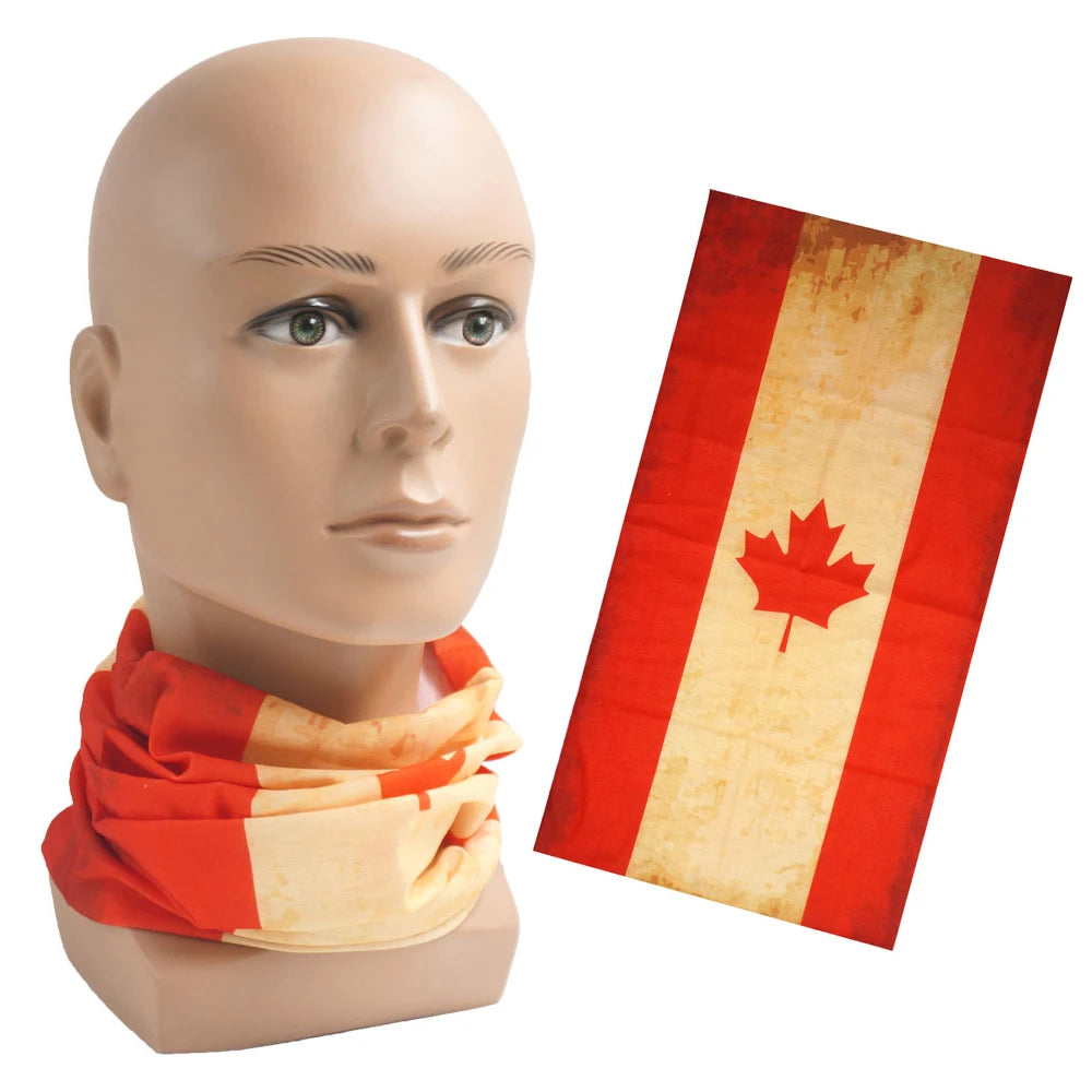 Canada/Mexico/Caribbean Countries Flags Bandana Neck Gaiter Seamless Outdoor Tube Face Scarf Windproof Headwear Unisex Headwrap
