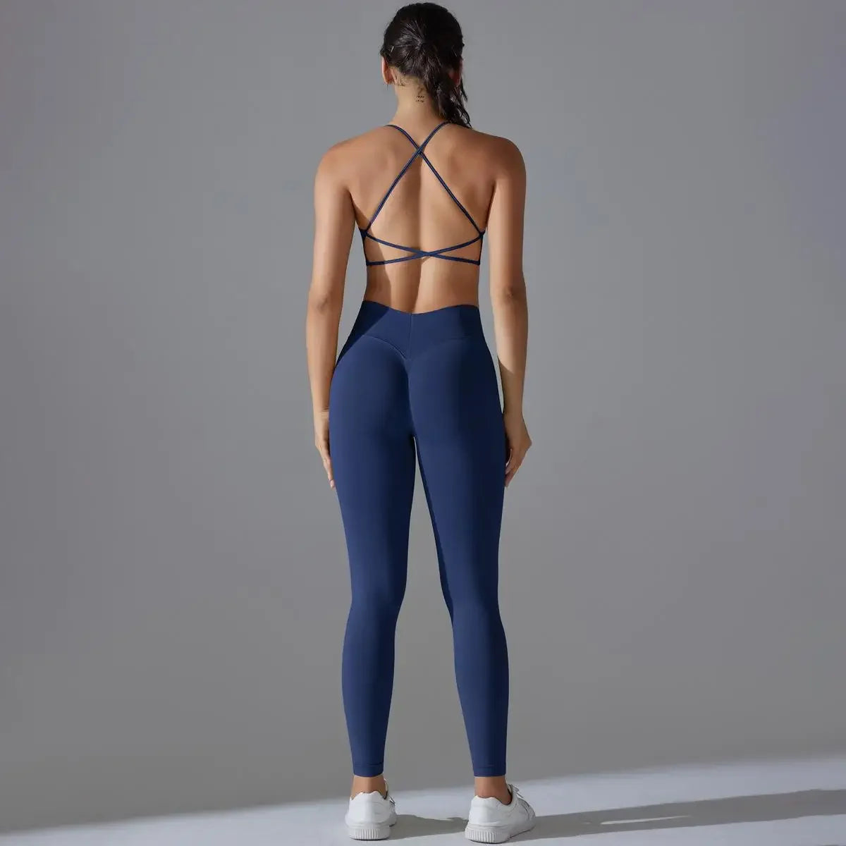 Customized LOGO seamless tight cross back sports underwear yoga set running fitness women's two-piece set