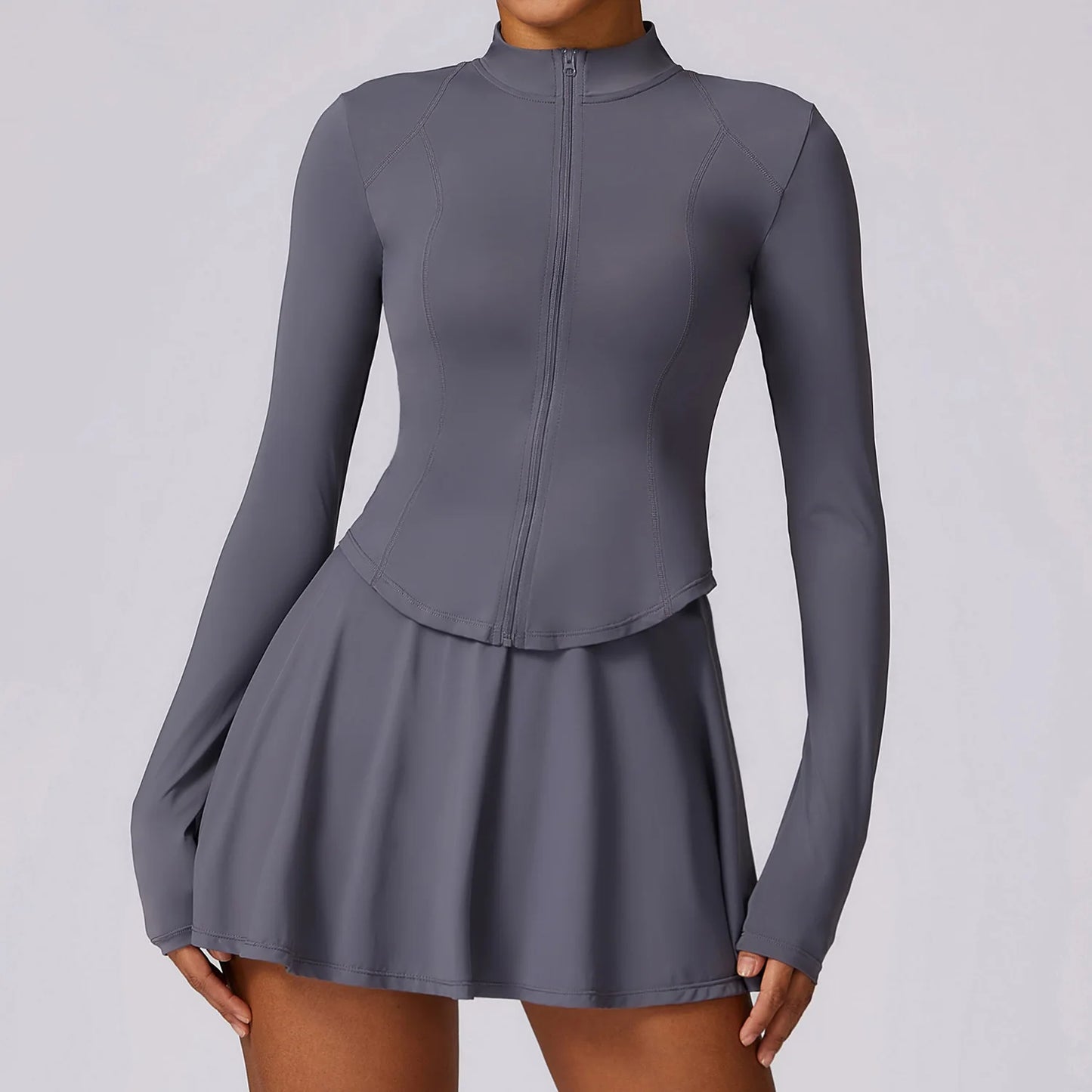 Custom logo summer UV protection sun protection jacket quick drying ice silk running cycling yoga short skirt sports two-piece